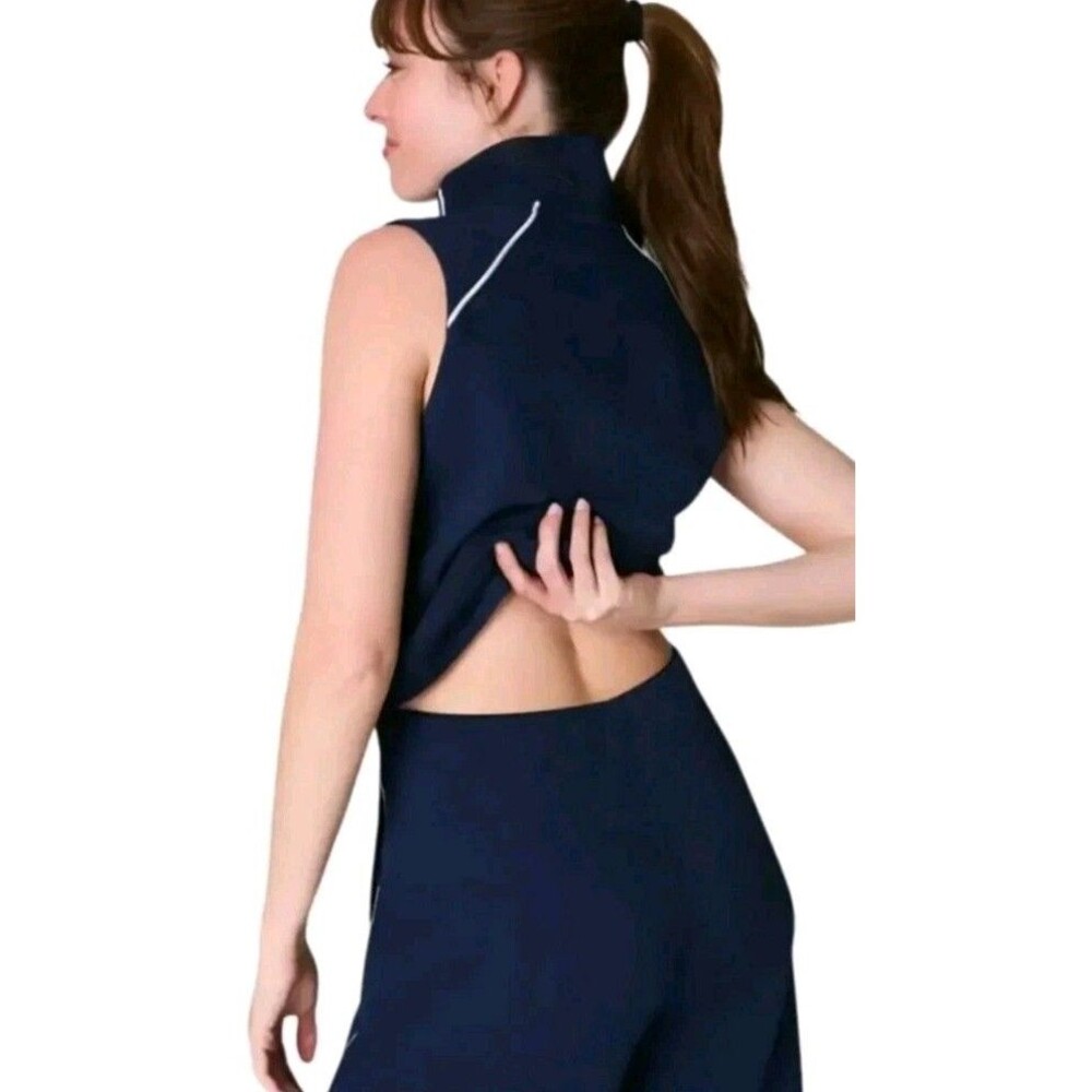 NWT Spanx Airessentials Pique Navy Open back XL Wide-Leg Jumpsuit Ashwood Travel - Picture 2 of 6